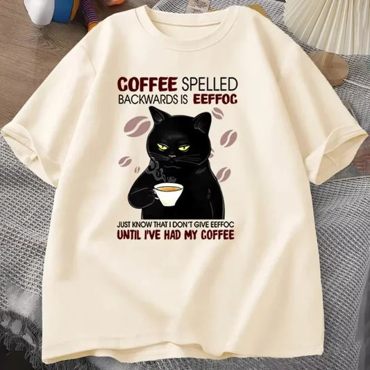 Coffee Spelled Backwards Cat Tee